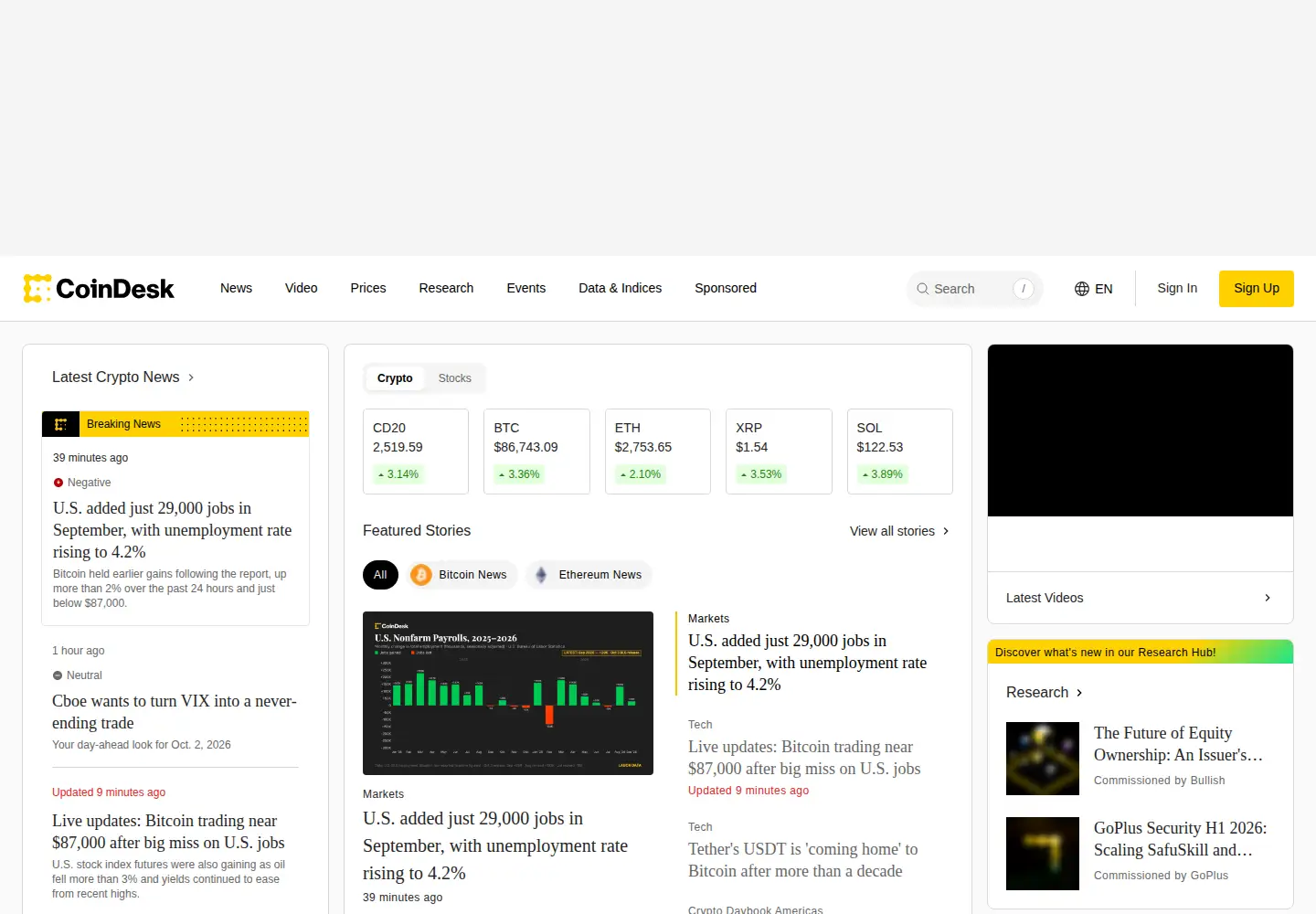 Screenshot of cryptoglobe.com