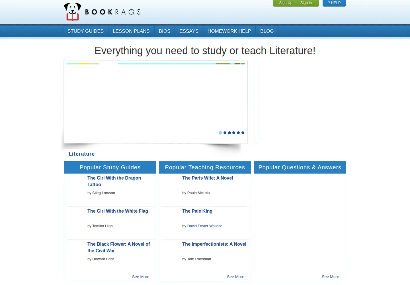 Screenshot of bookrags.com
