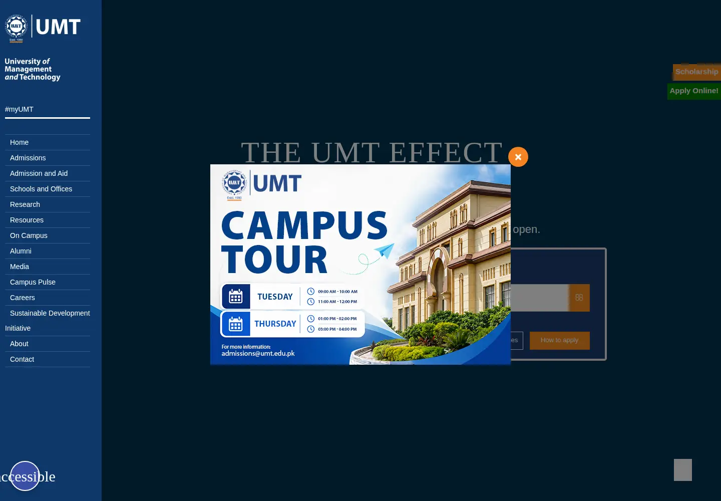 Screenshot of umt.edu.pk
