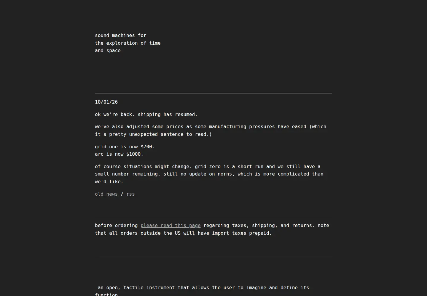 Screenshot of monome.org