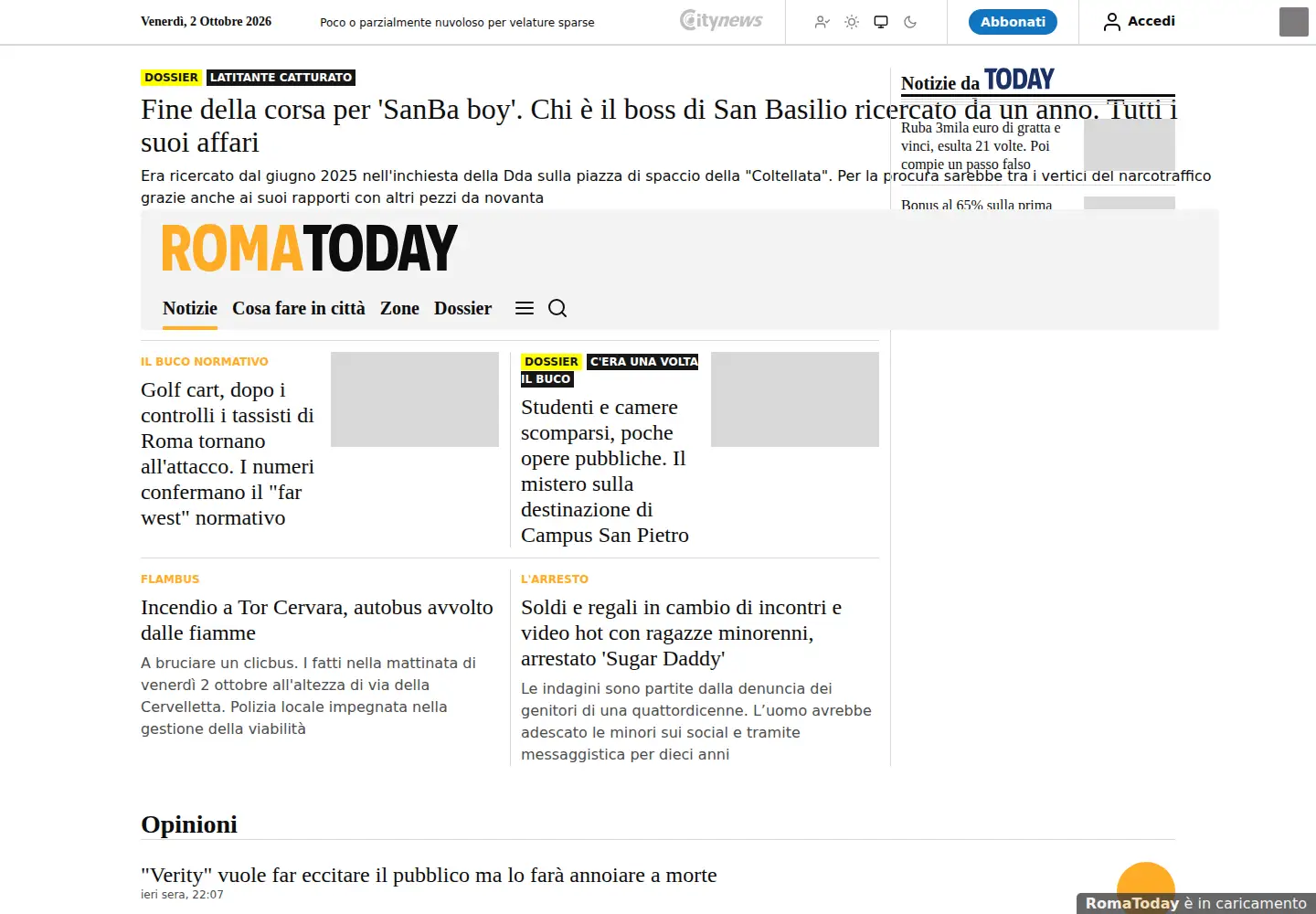 Screenshot of romatoday.it