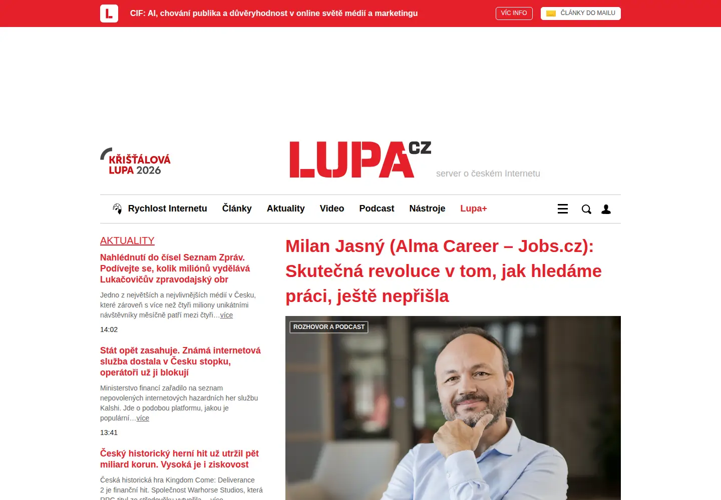 Screenshot of lupa.cz