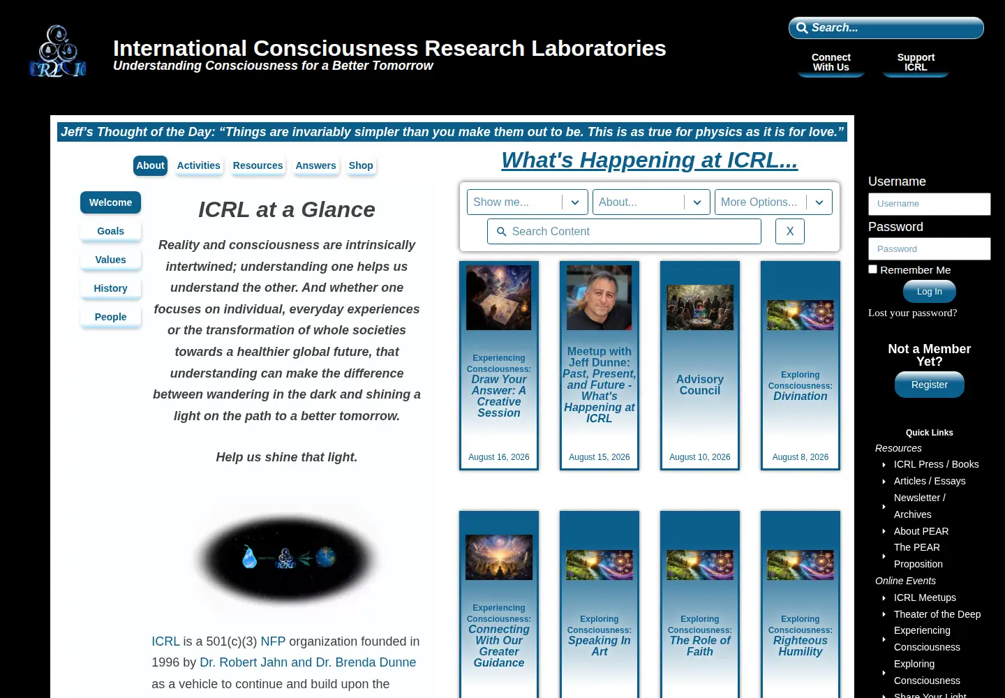 Captured homepage of icrl.org in the current scan