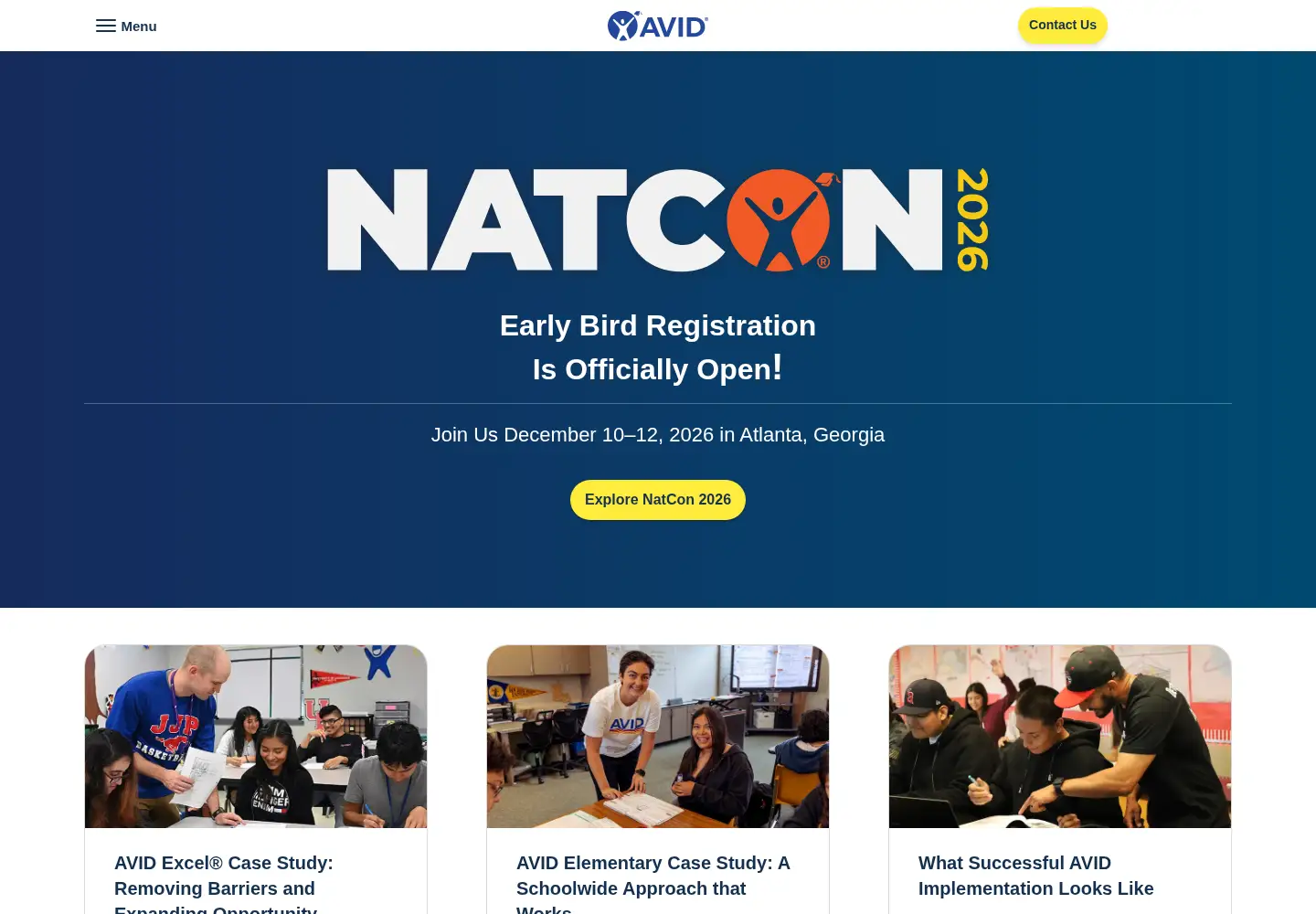 Screenshot of avid.org