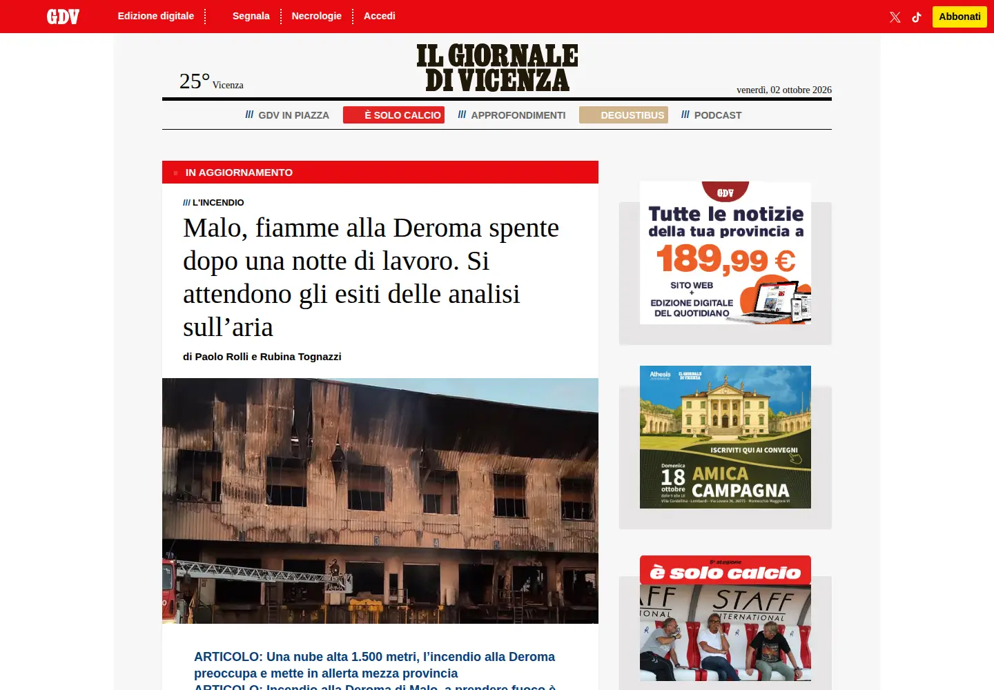 Screenshot of ilgiornaledivicenza.it