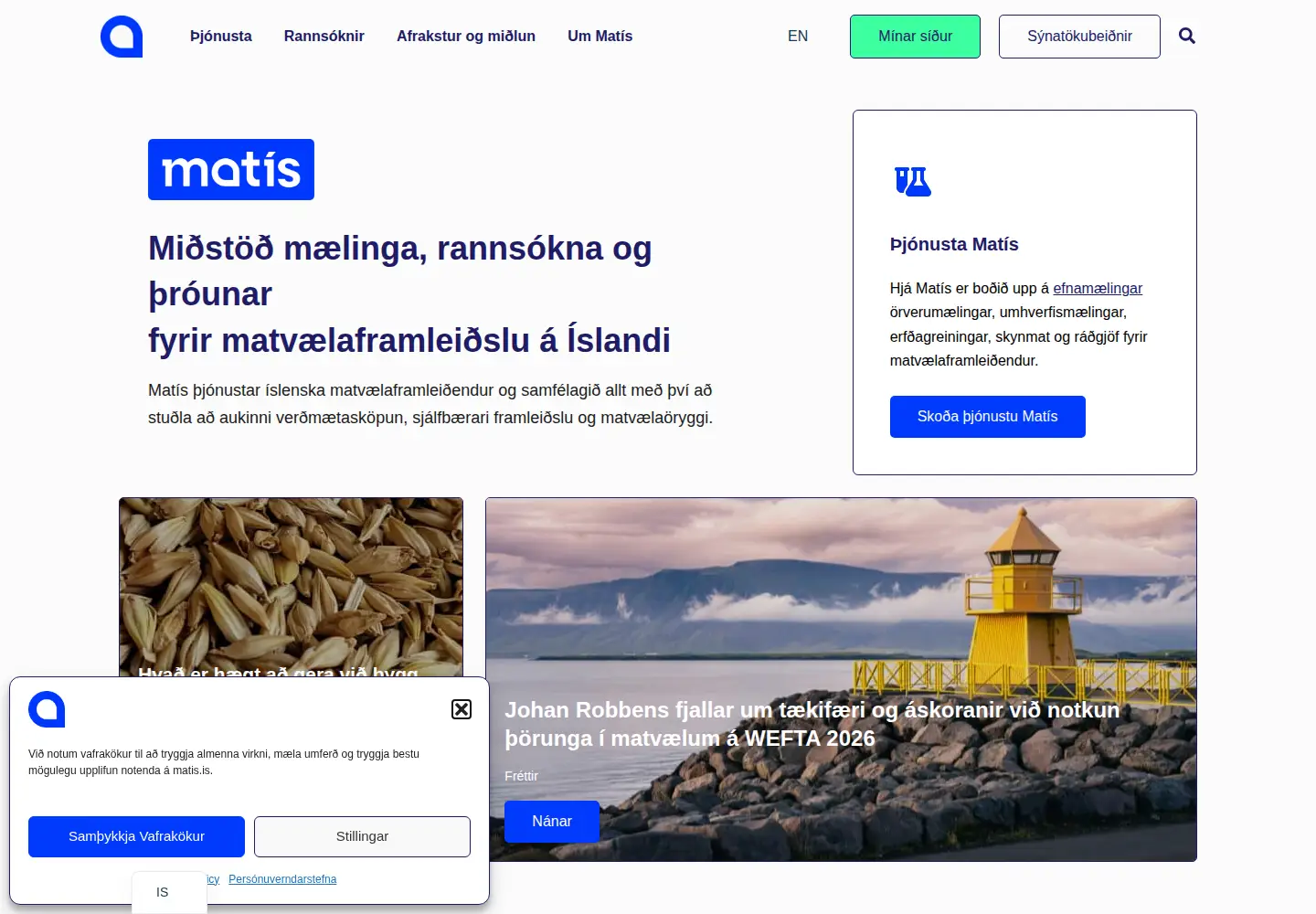 Screenshot of matis.is