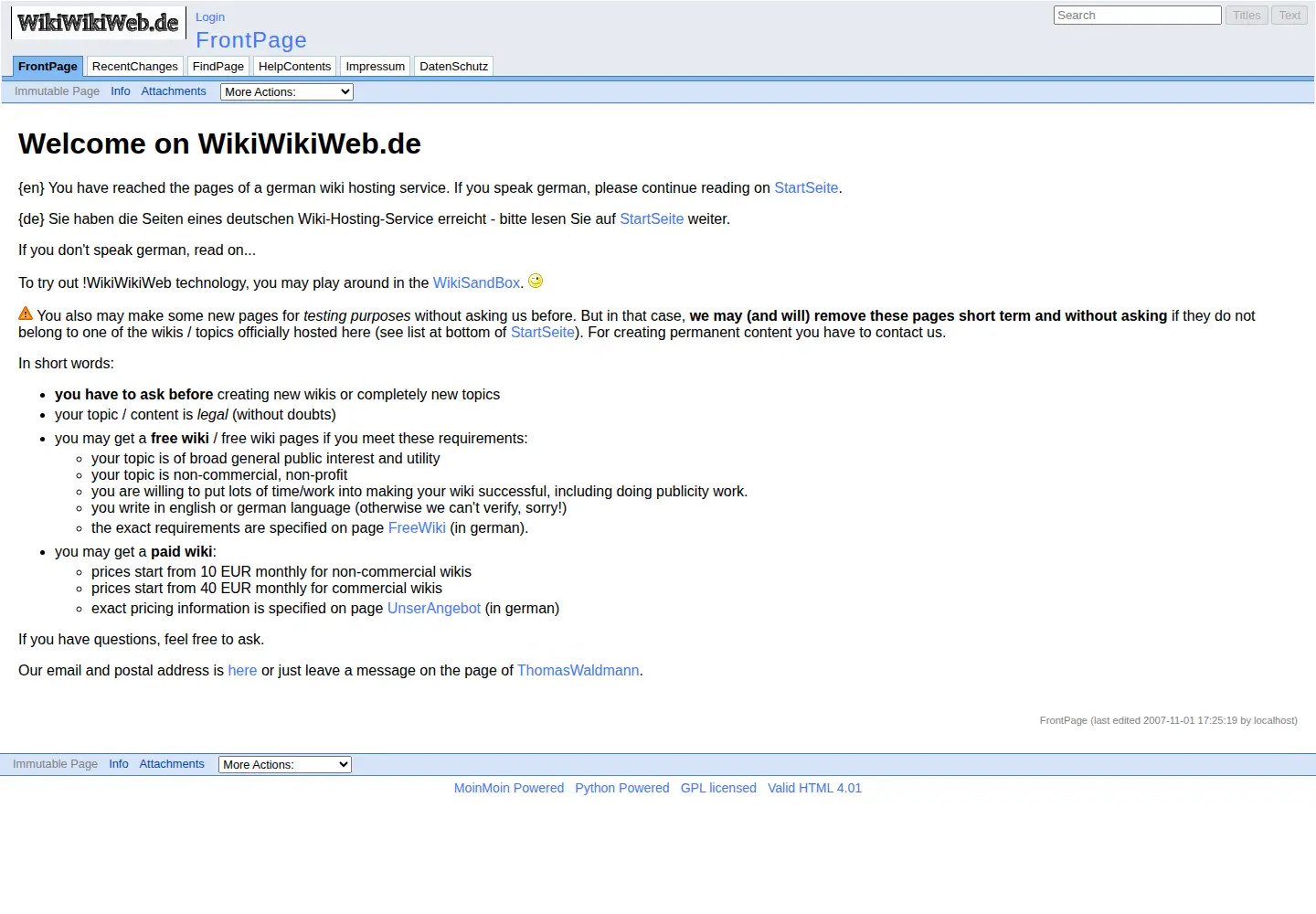 Screenshot of wikiwikiweb.de
