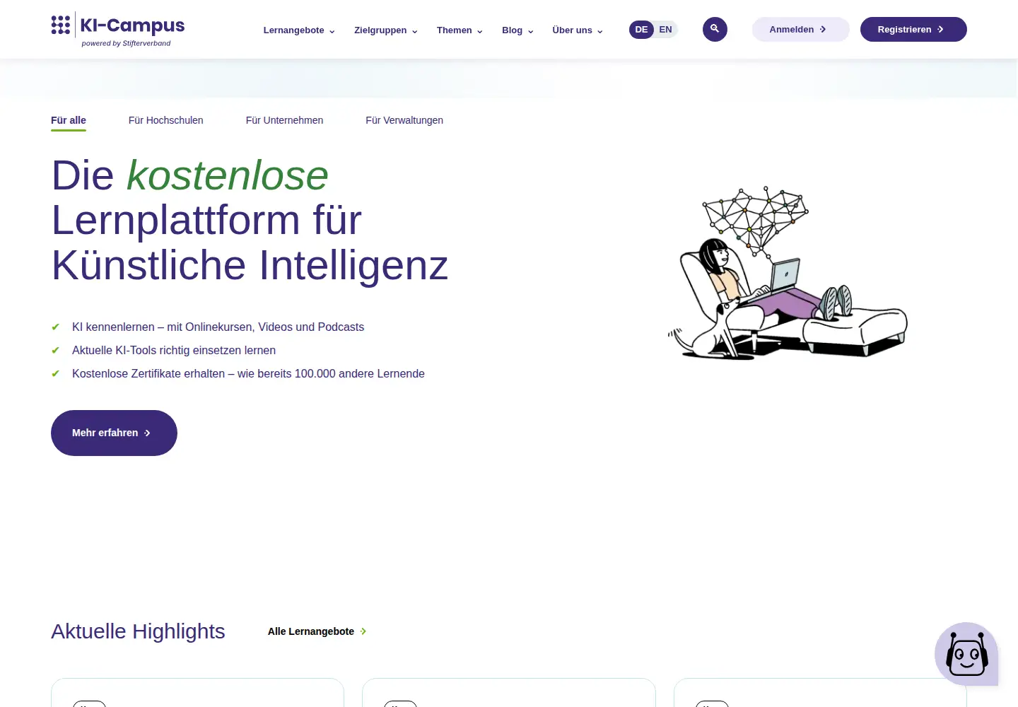 Screenshot of ki-campus.org