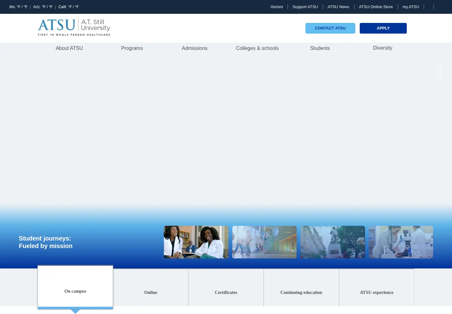 Screenshot of atsu.edu