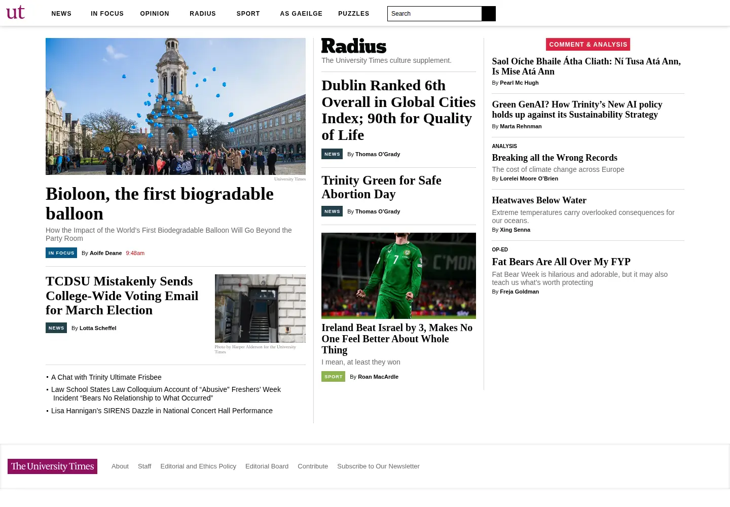 Screenshot of universitytimes.ie