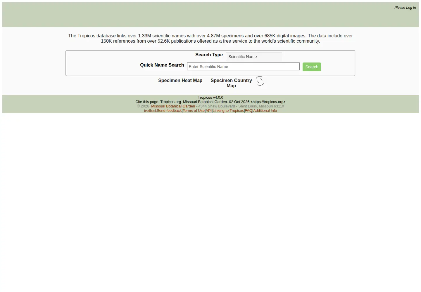 Screenshot of tropicos.org