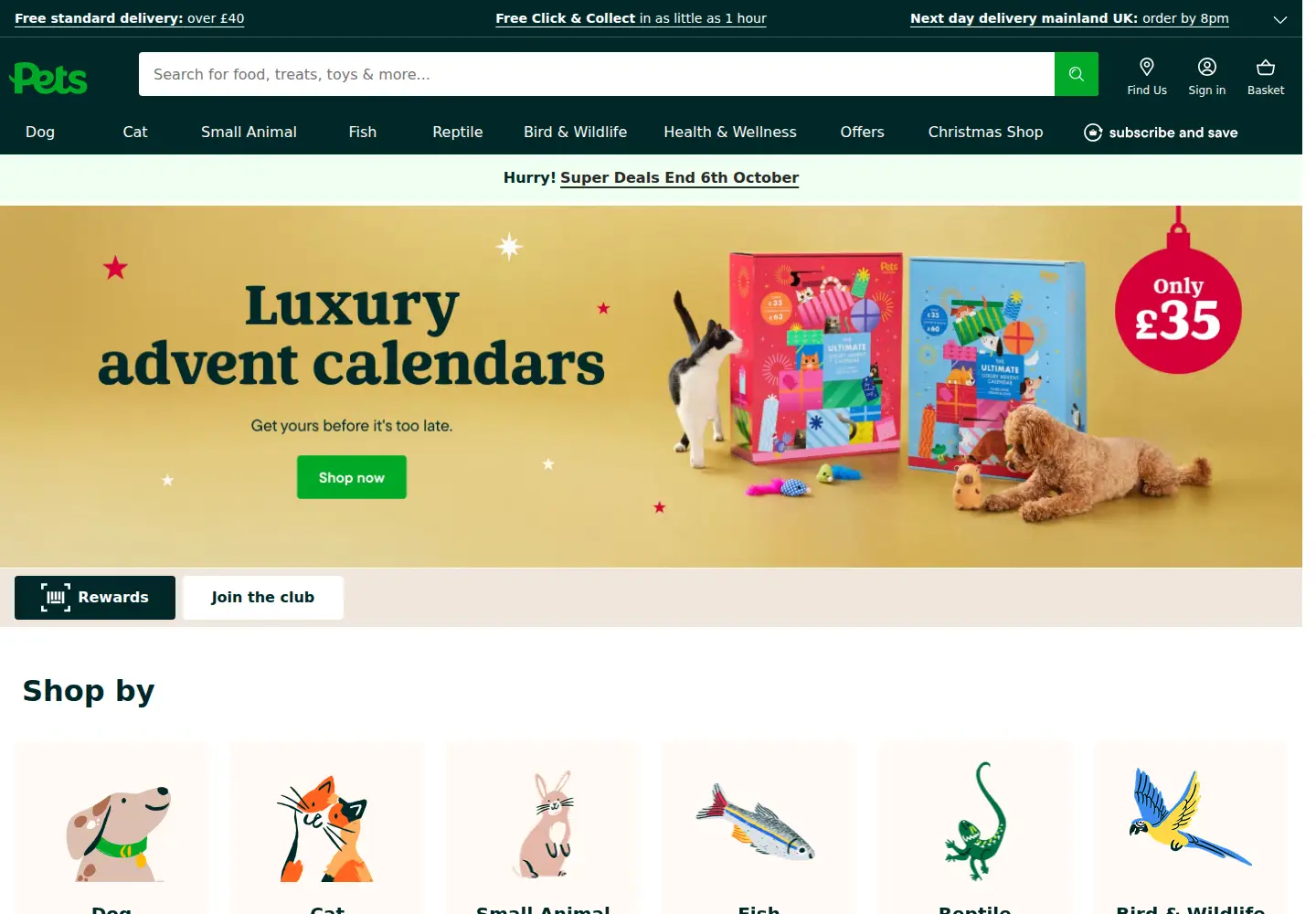Screenshot of petsathome.com