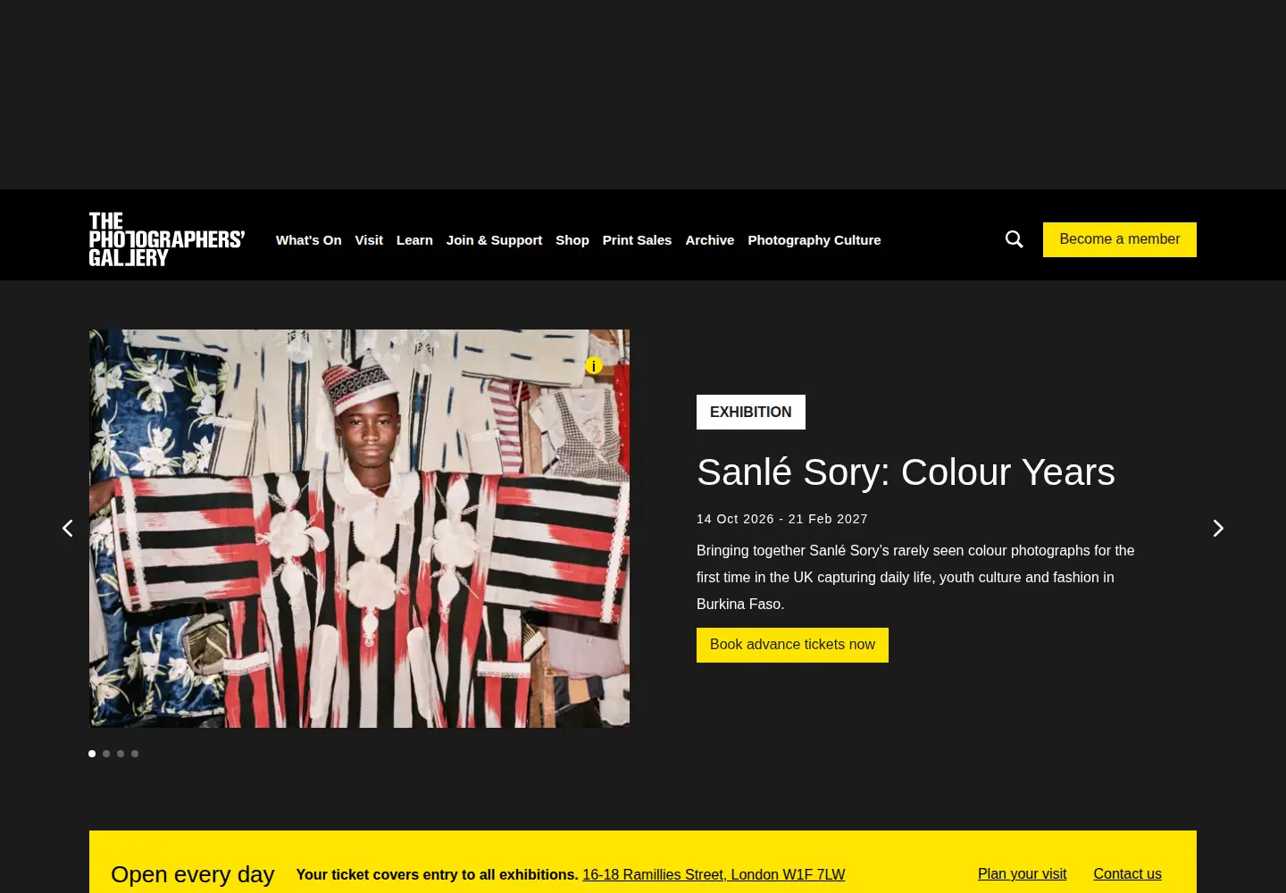 Screenshot of thephotographersgallery.org.uk