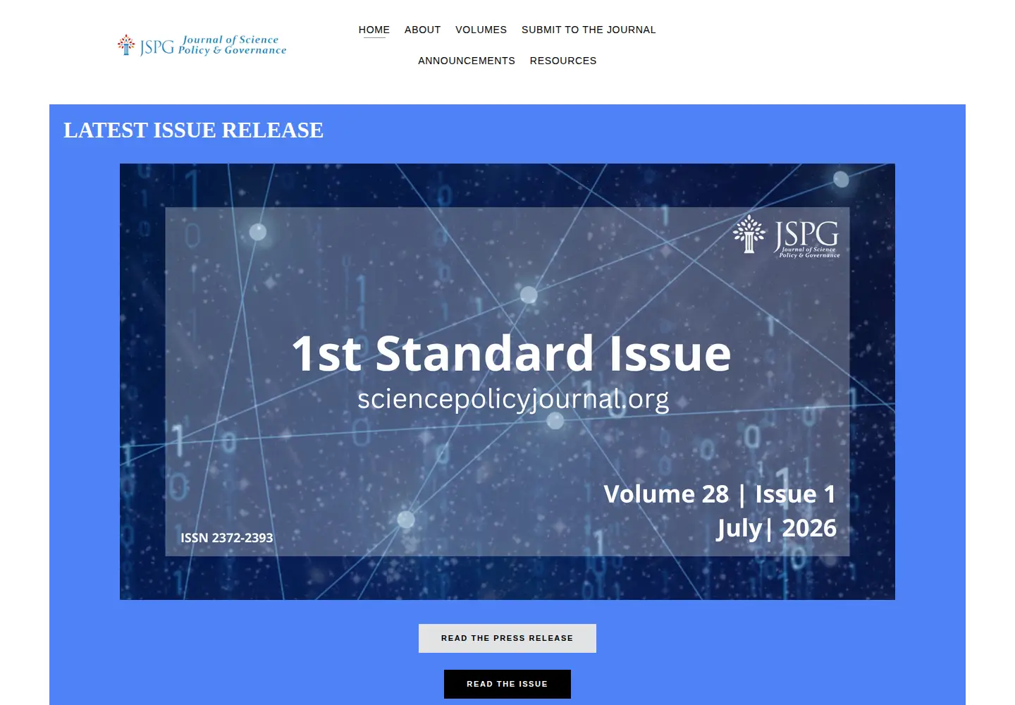 Screenshot of sciencepolicyjournal.org