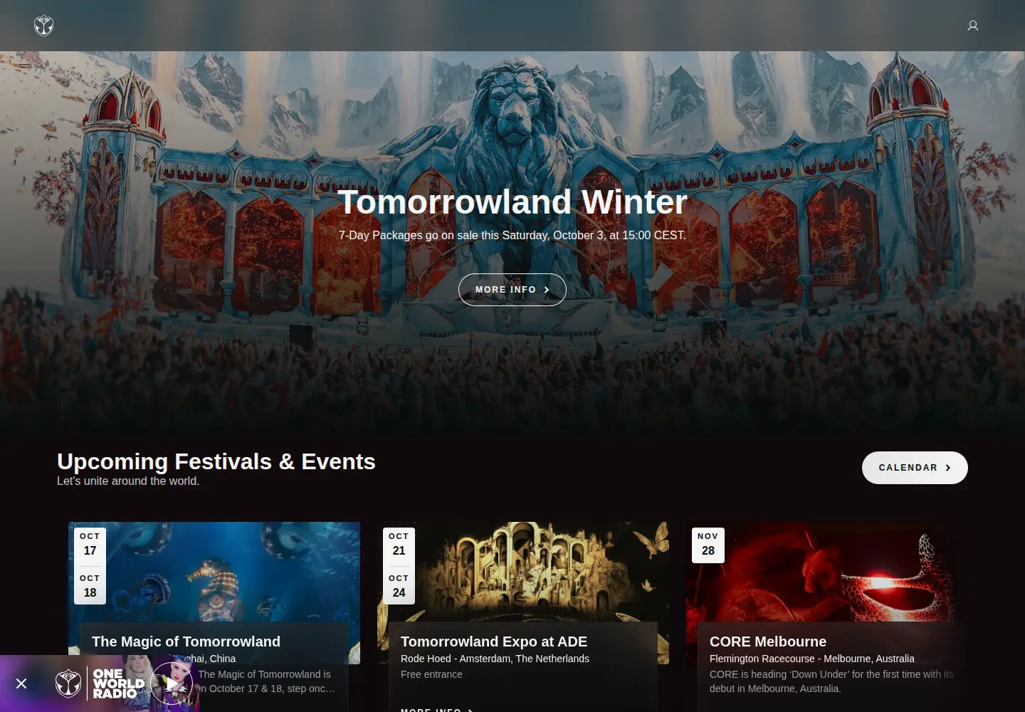 Screenshot of tomorrowland.com