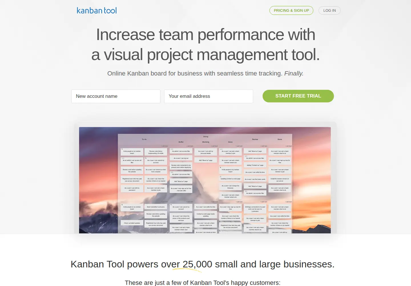 Screenshot of kanbantool.com