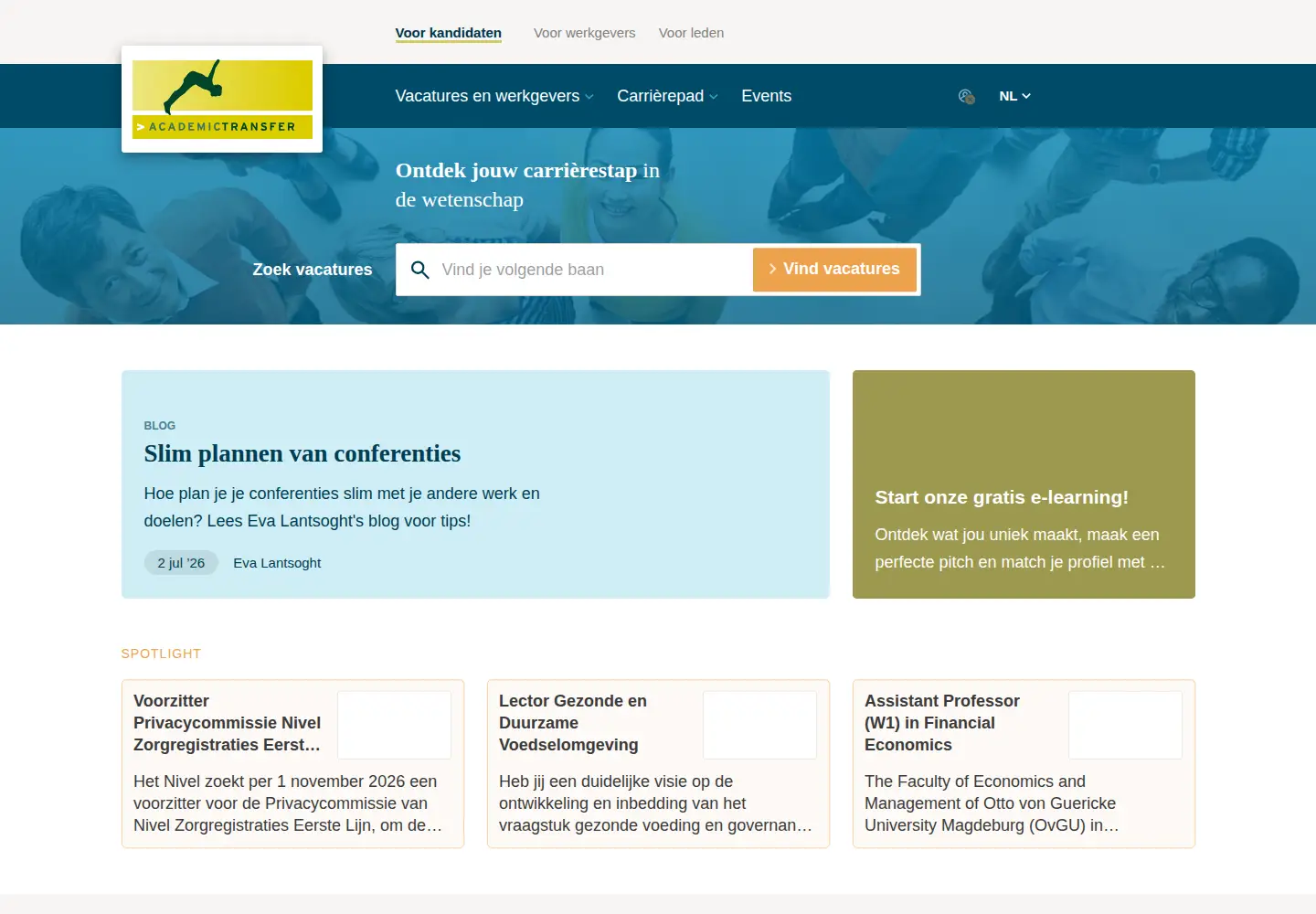 Screenshot of academictransfer.com