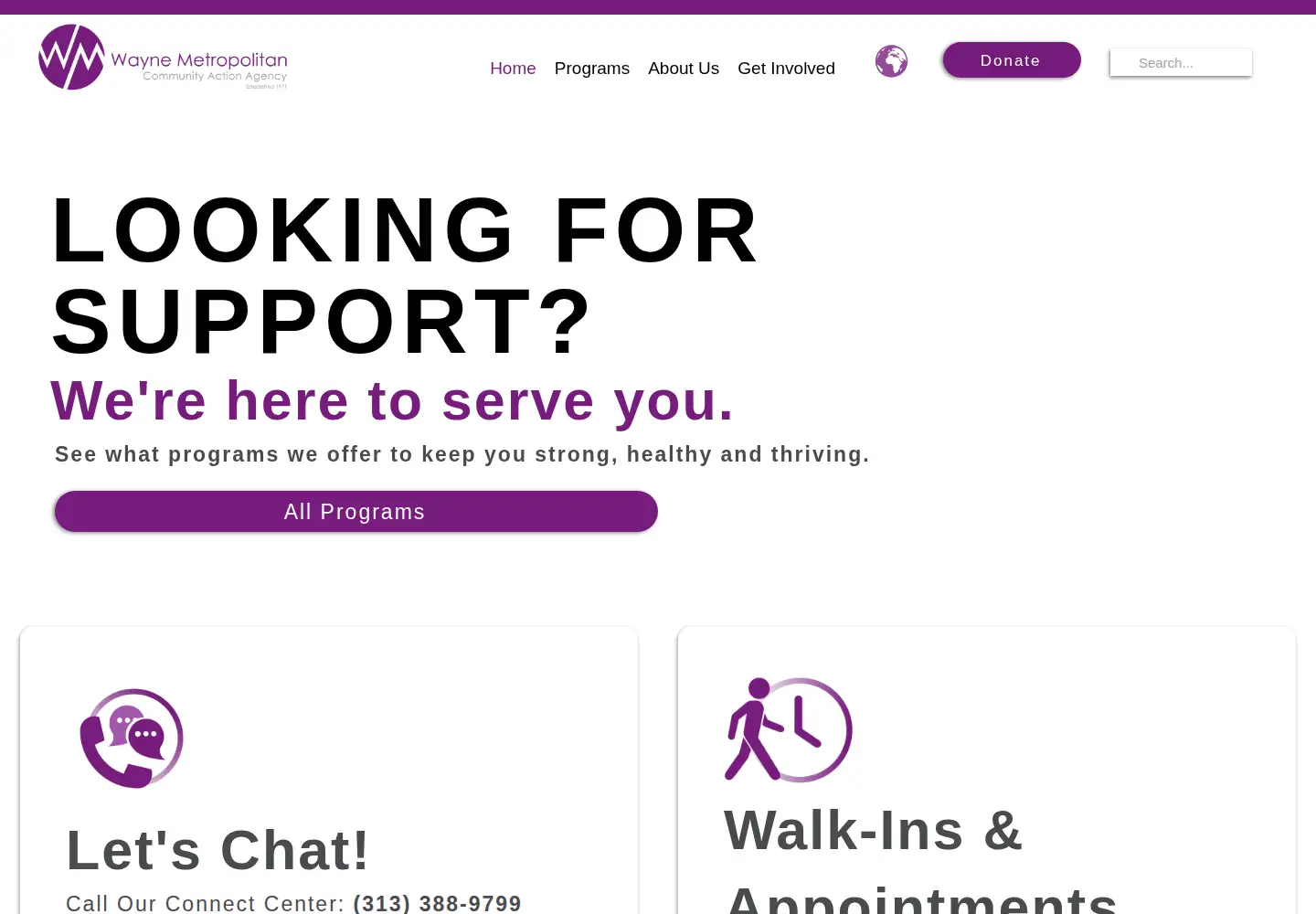 Captured homepage of waynemetro.org in the current scan