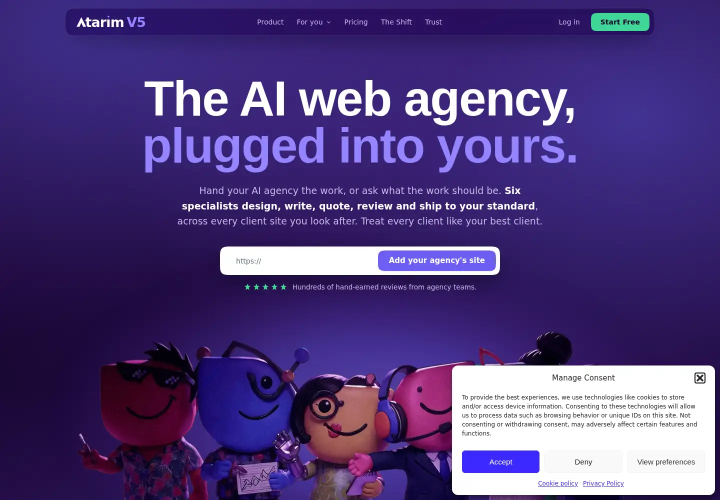 Screenshot of atarim.io