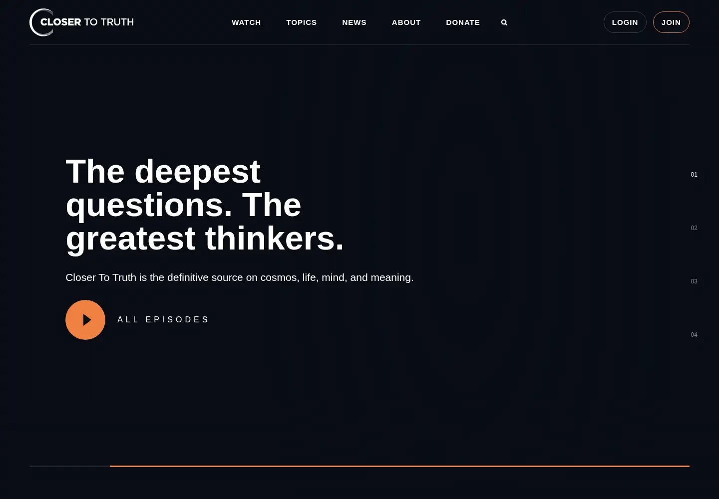 Screenshot of closertotruth.com