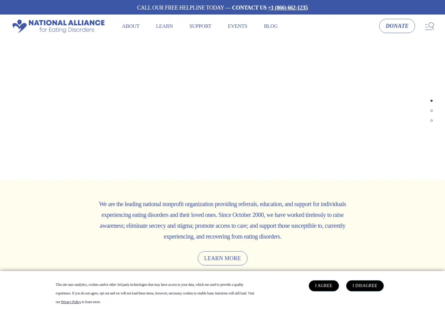Screenshot of allianceforeatingdisorders.com