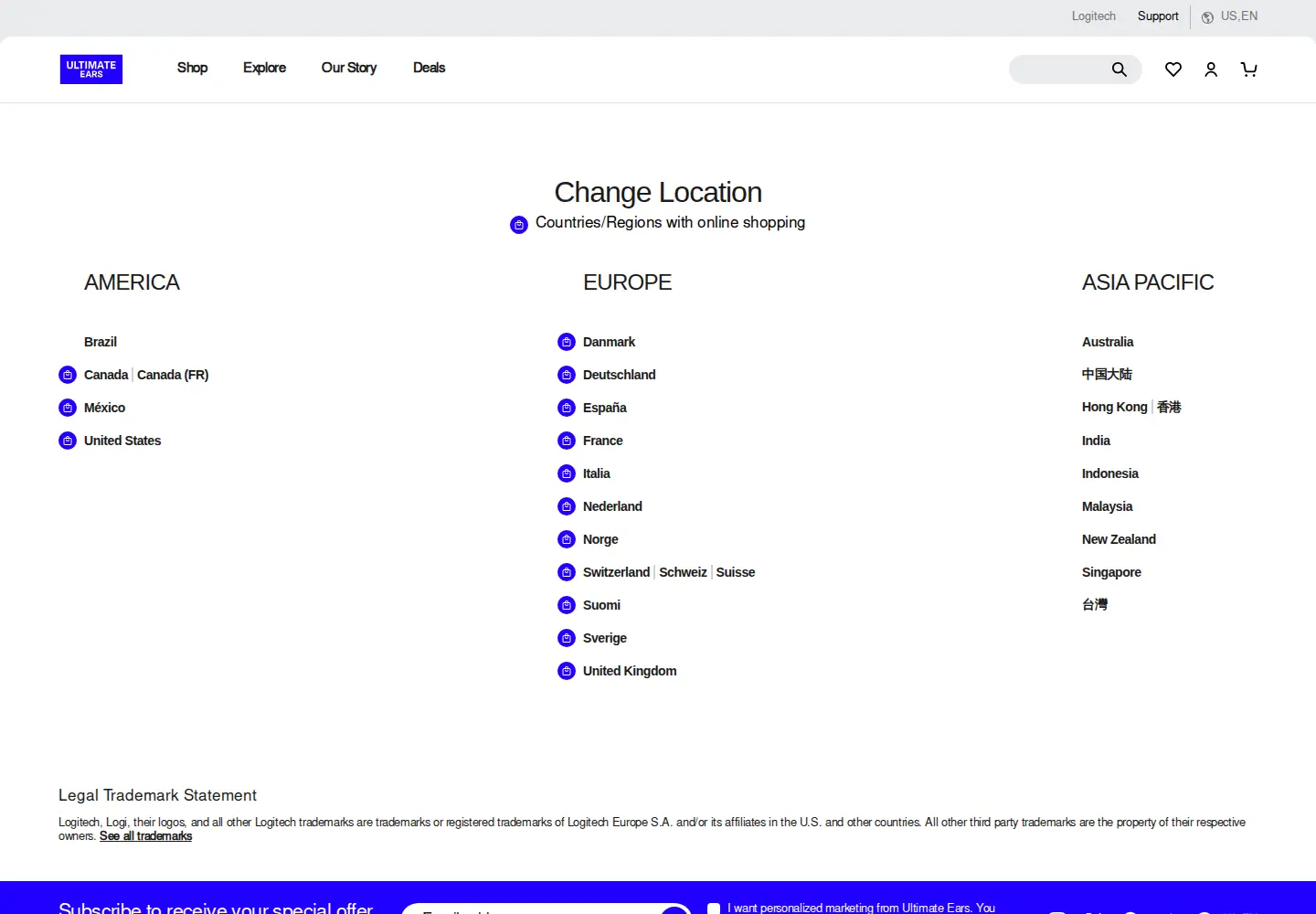 Screenshot of ultimateears.com