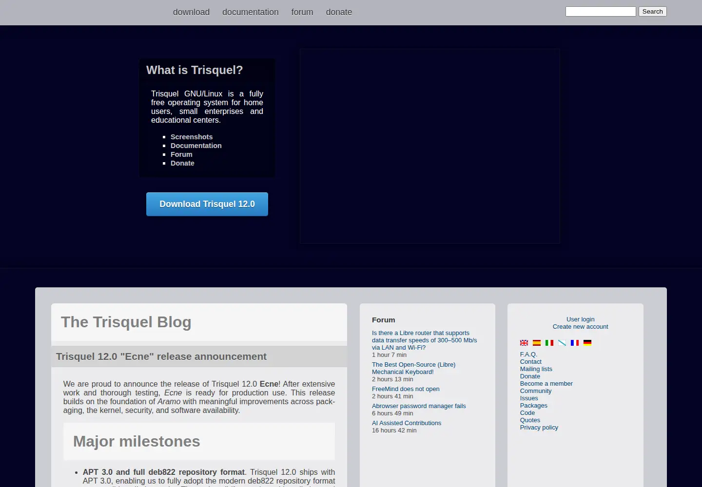 Screenshot of trisquel.info