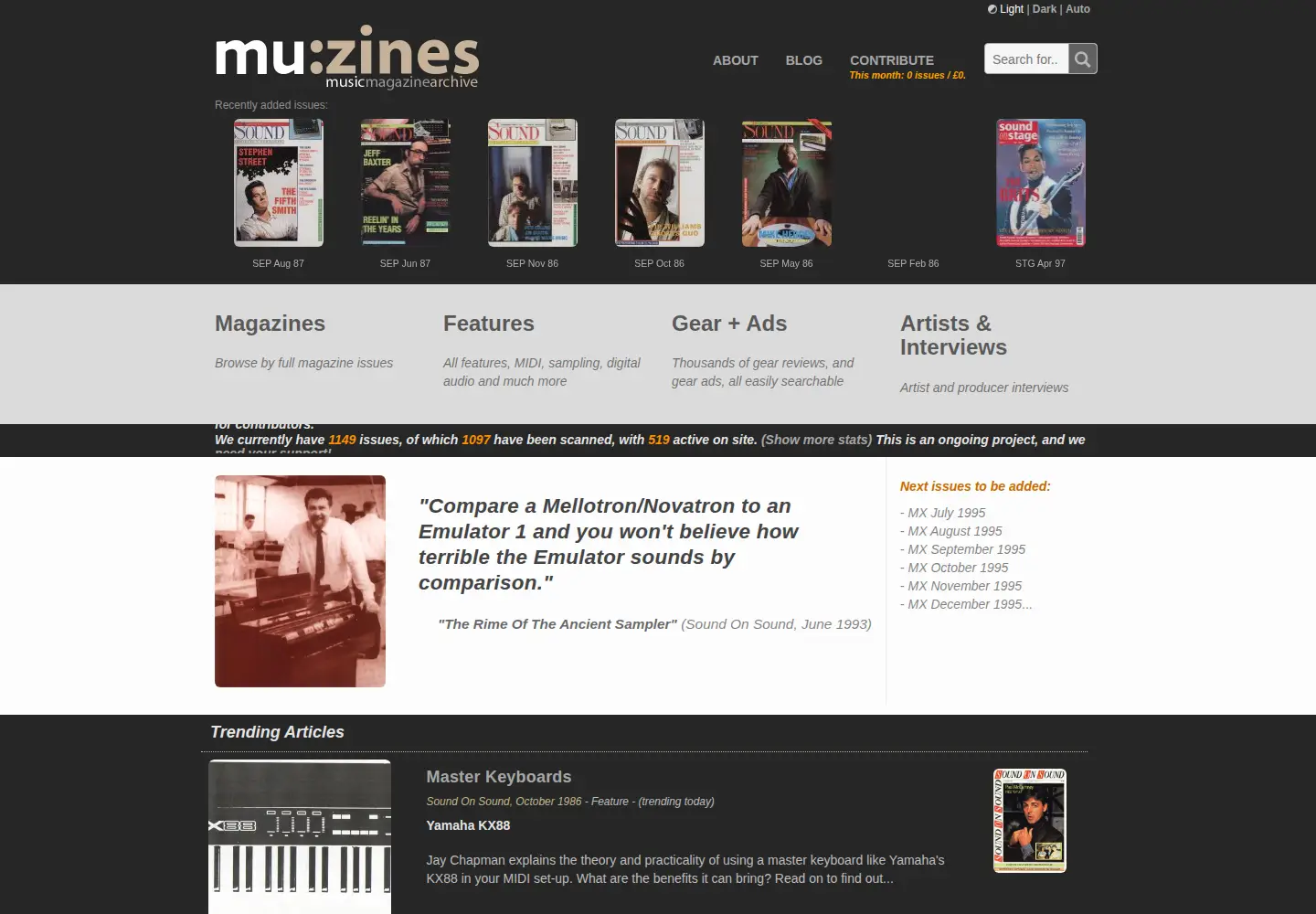 Screenshot of muzines.co.uk