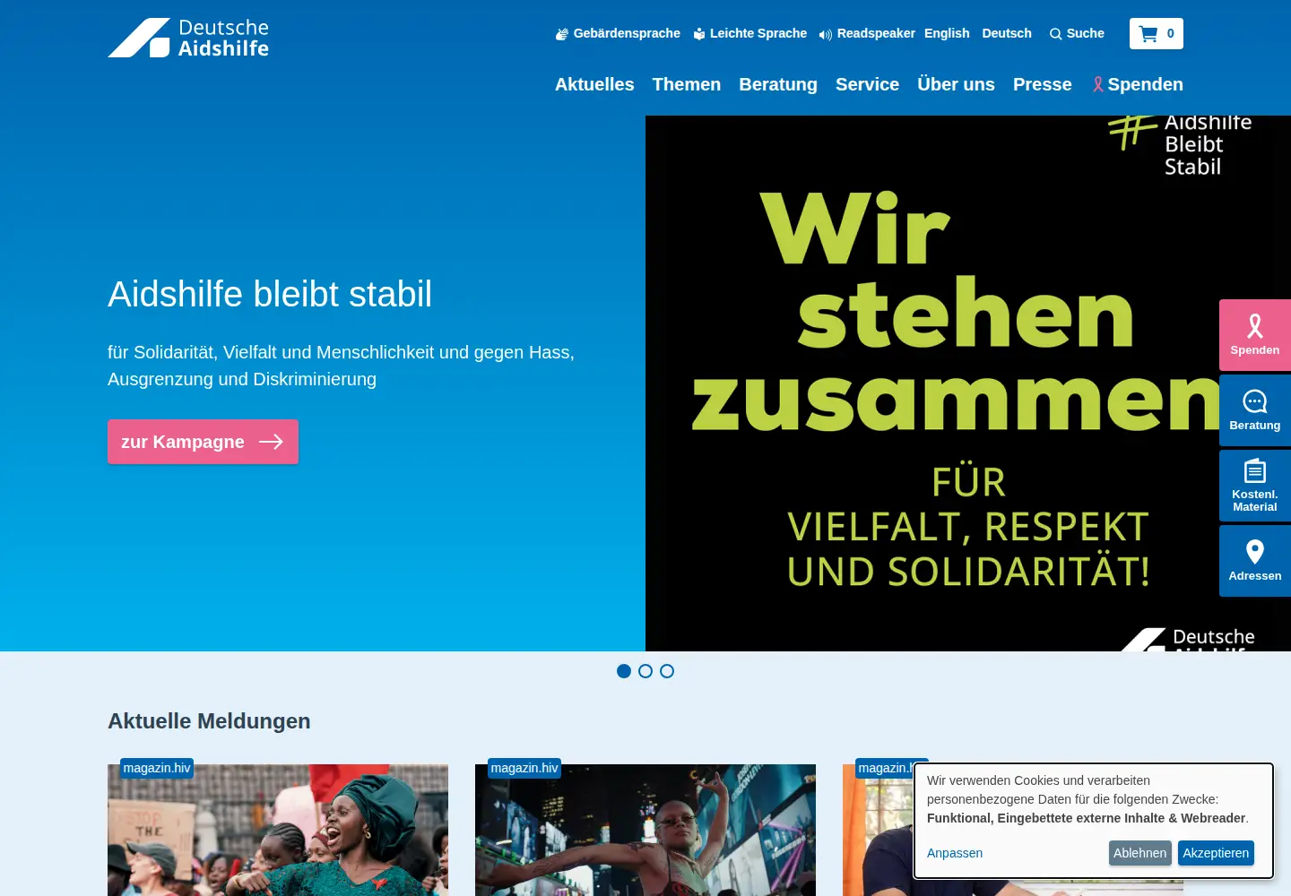 Screenshot of aidshilfe.de