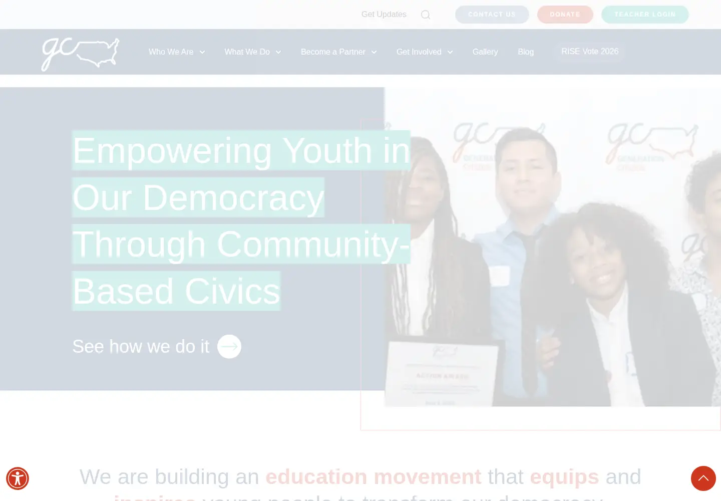 Screenshot of generationcitizen.org