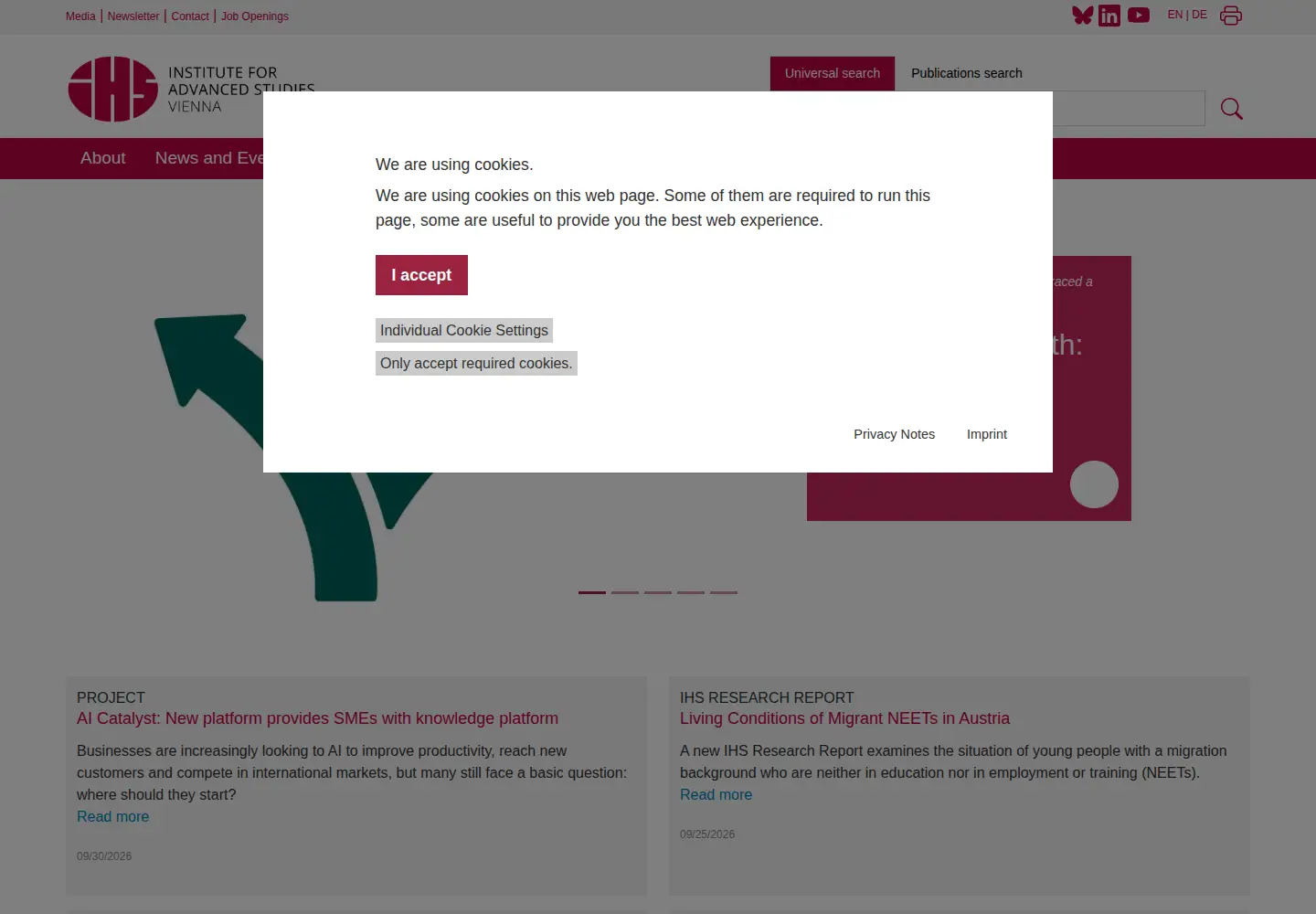 Screenshot of ihs.ac.at