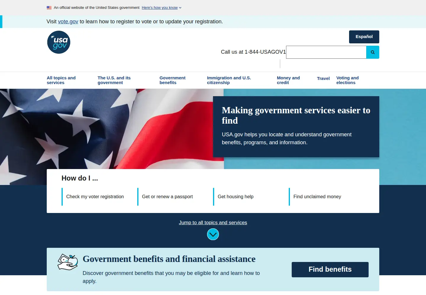 Screenshot of firstgov.gov