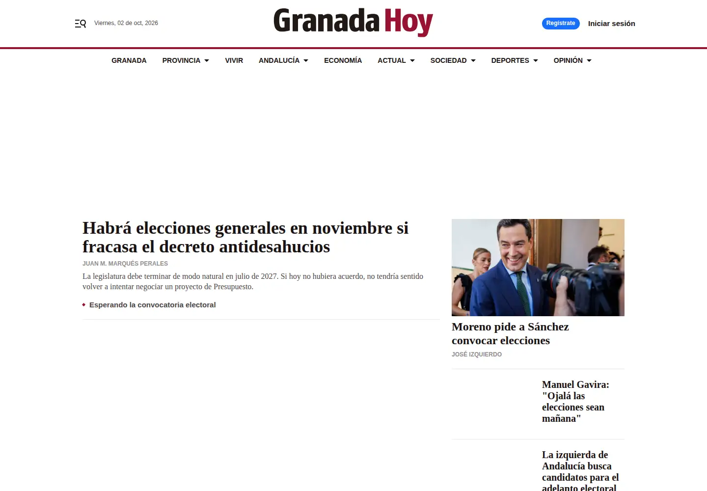 Screenshot of granadahoy.com