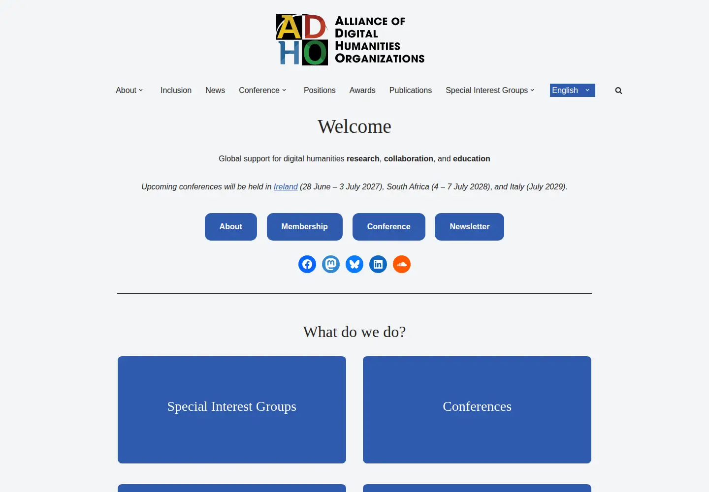Screenshot of adho.org
