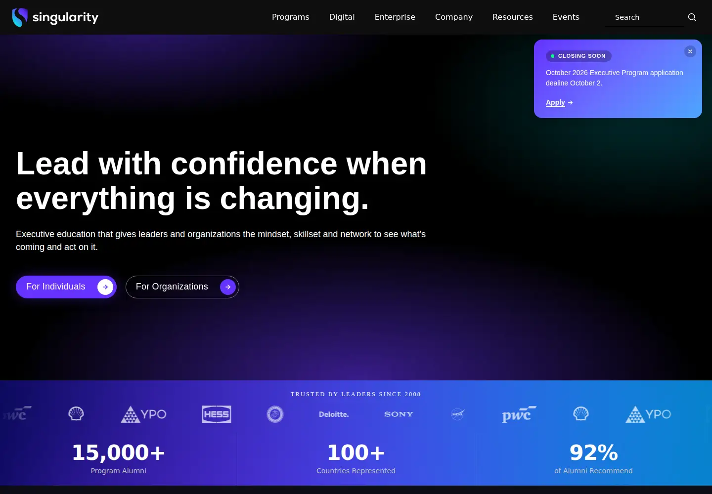 Screenshot of singularityu.org