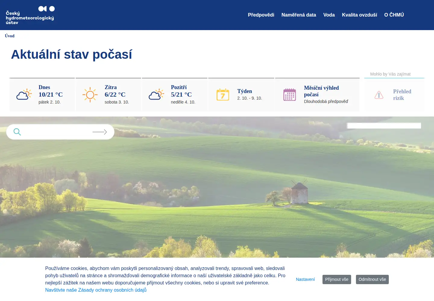 Screenshot of chmi.cz
