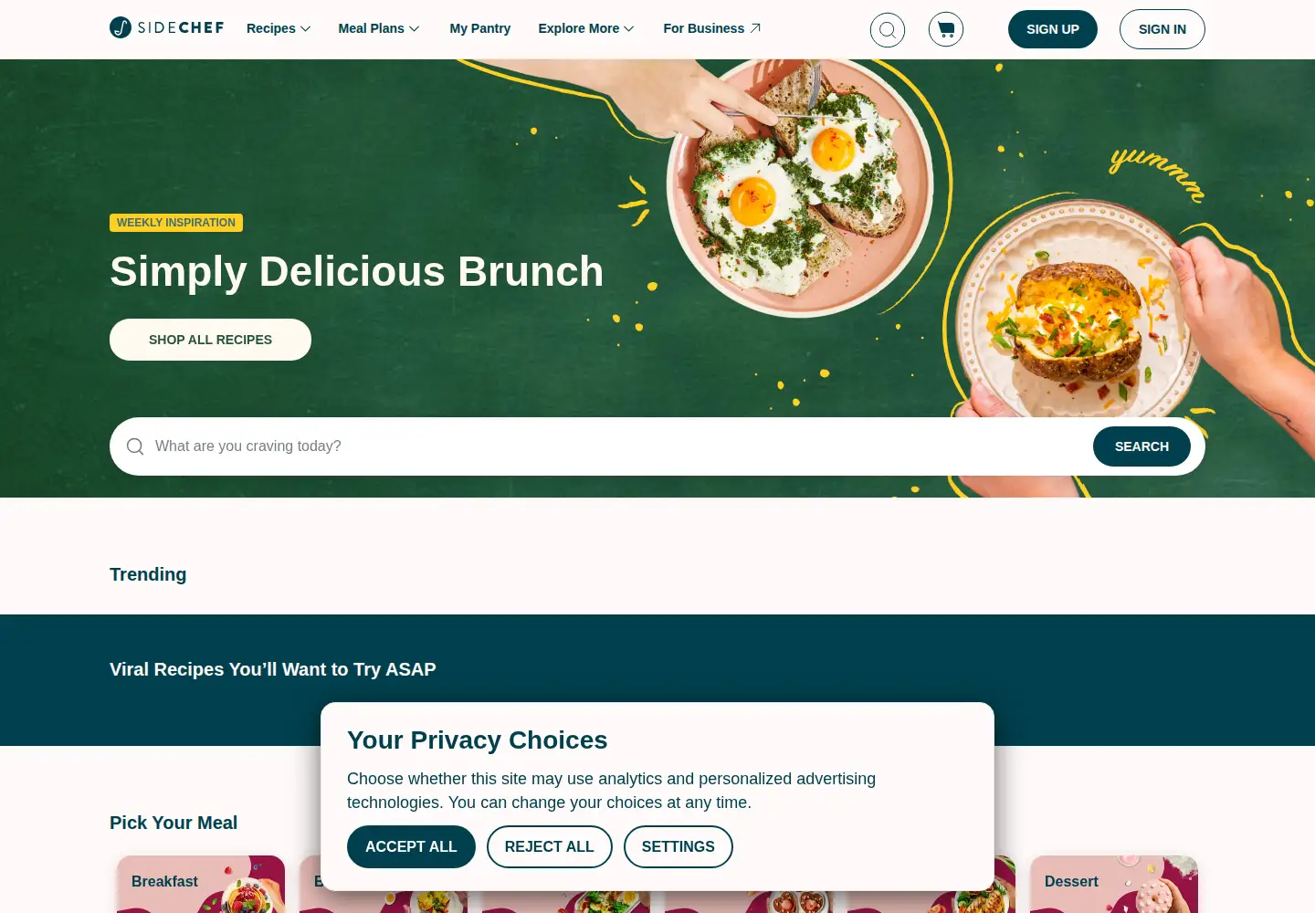 Screenshot of sidechef.com