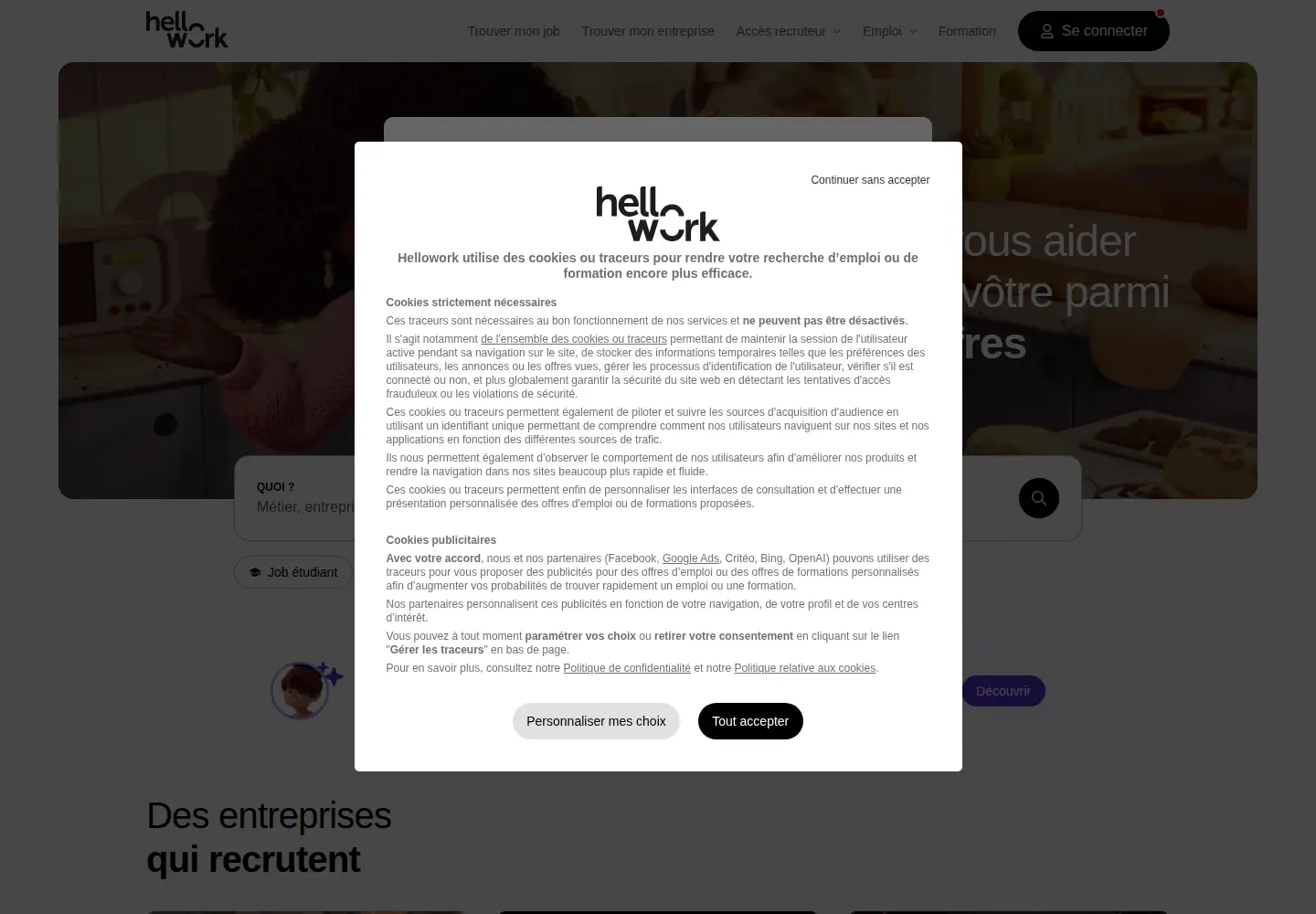 Screenshot of hellowork.com