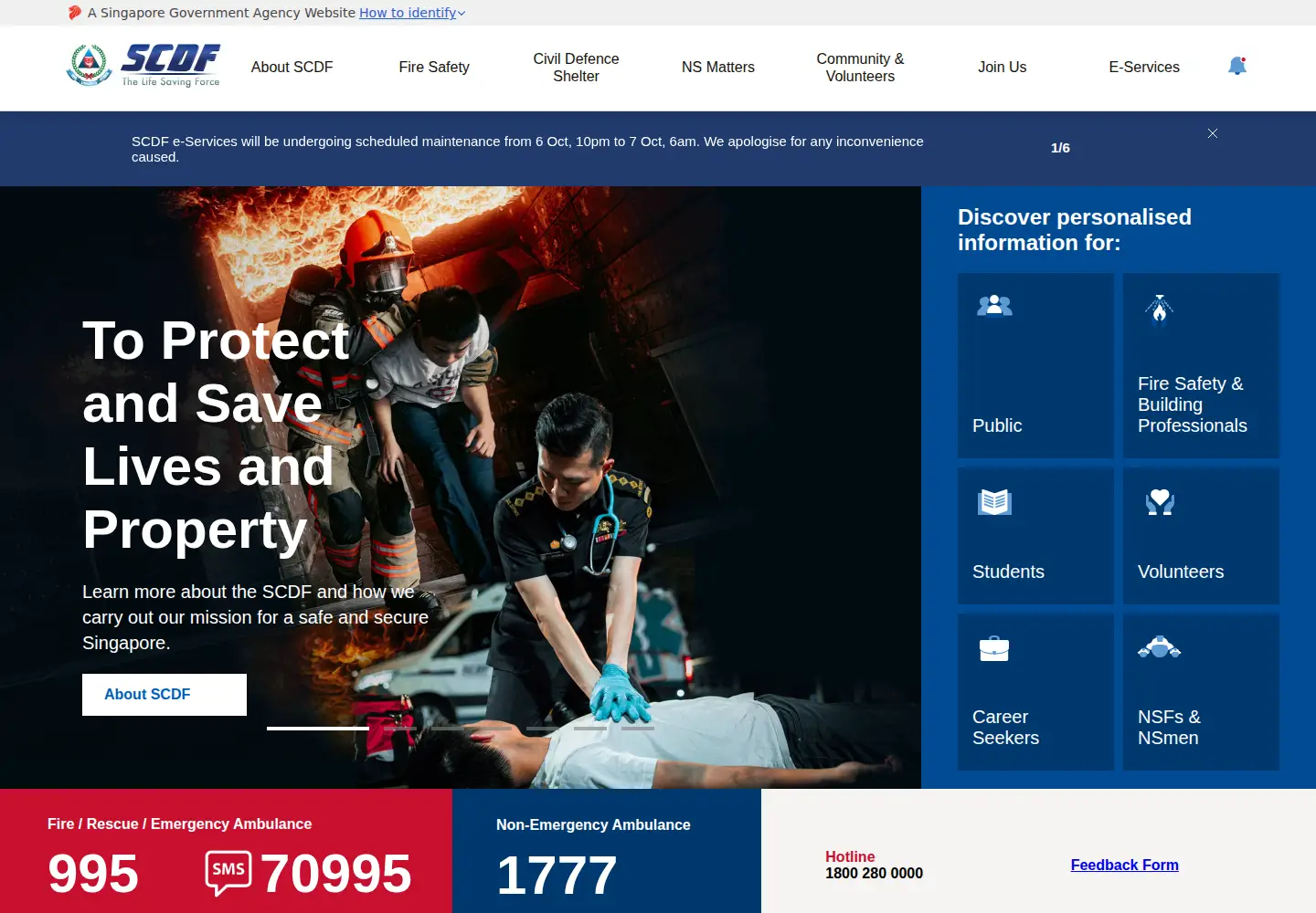 Screenshot of scdf.gov.sg