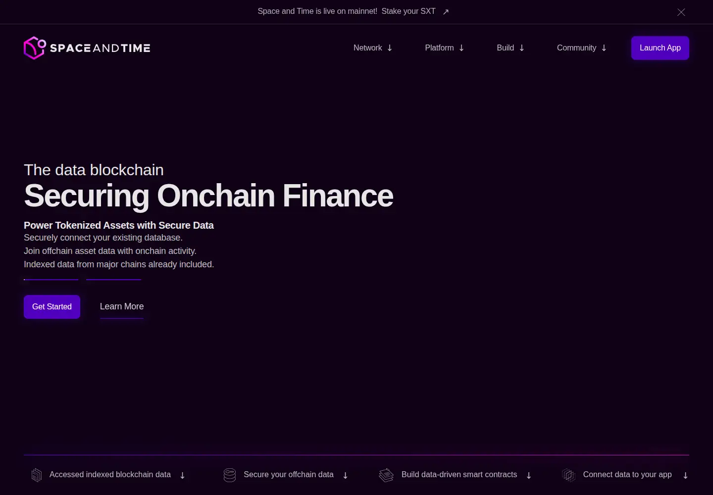 Screenshot of spaceandtime.io