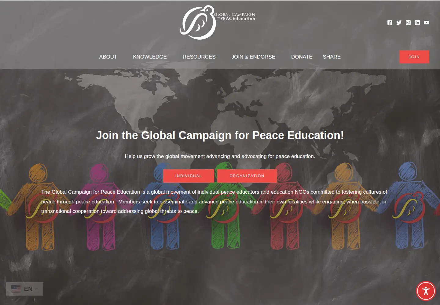 Screenshot of peace-ed-campaign.org