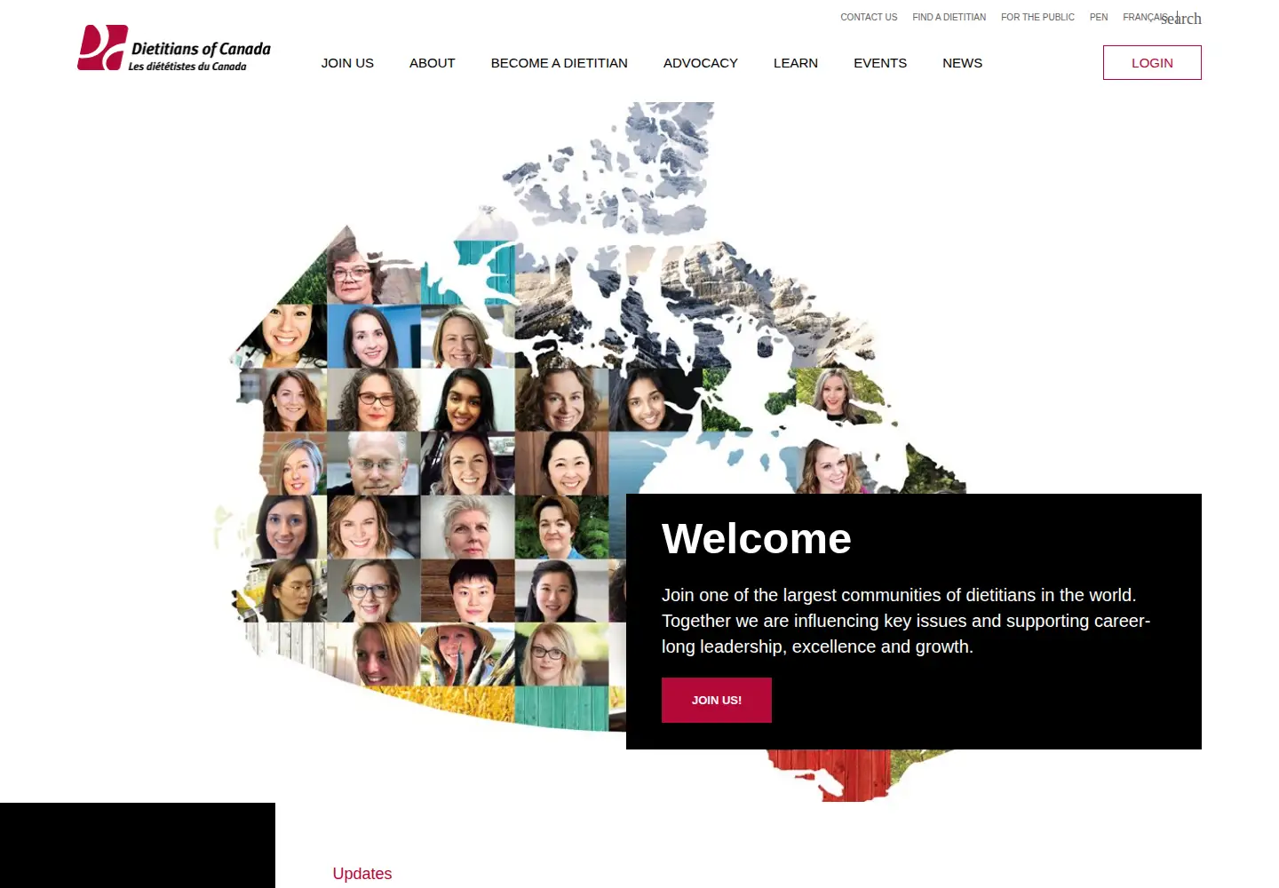 Screenshot of dietitians.ca