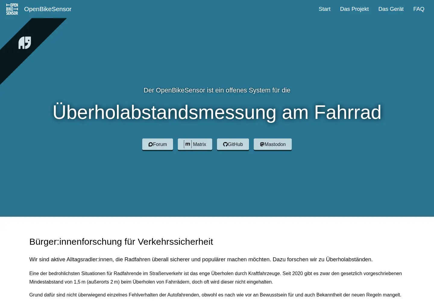 Screenshot of openbikesensor.org