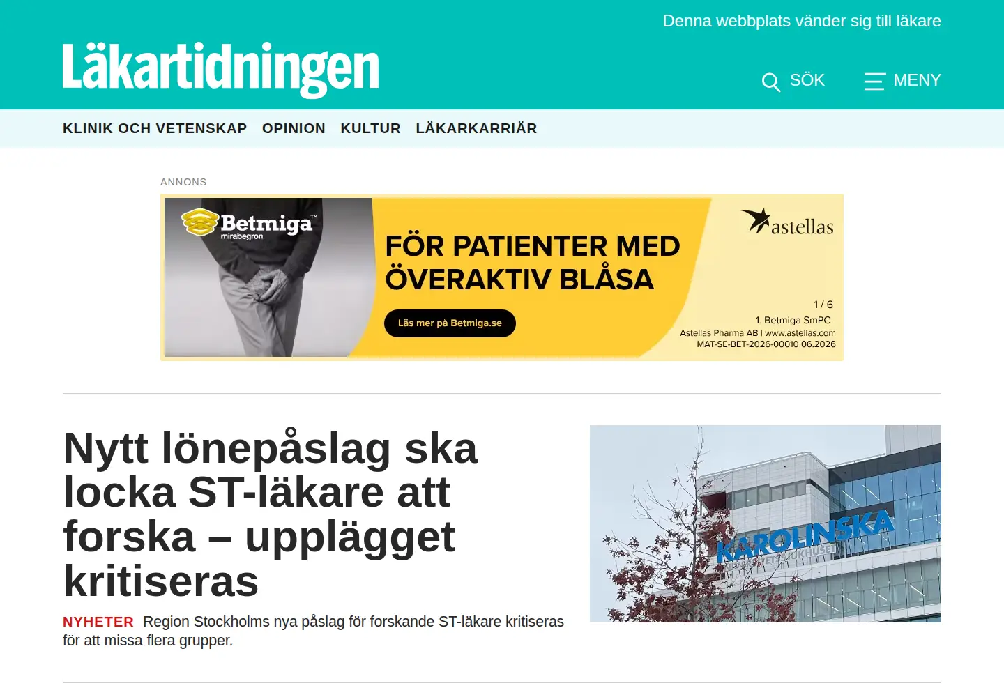 Screenshot of lakartidningen.se