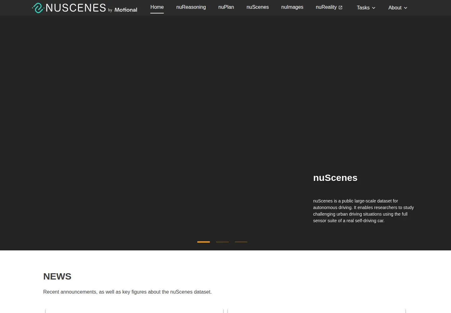 Captured homepage of nuscenes.org in the current scan