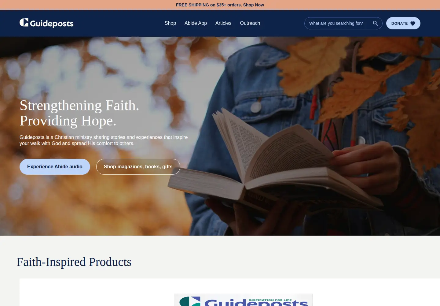 Screenshot of guideposts.org