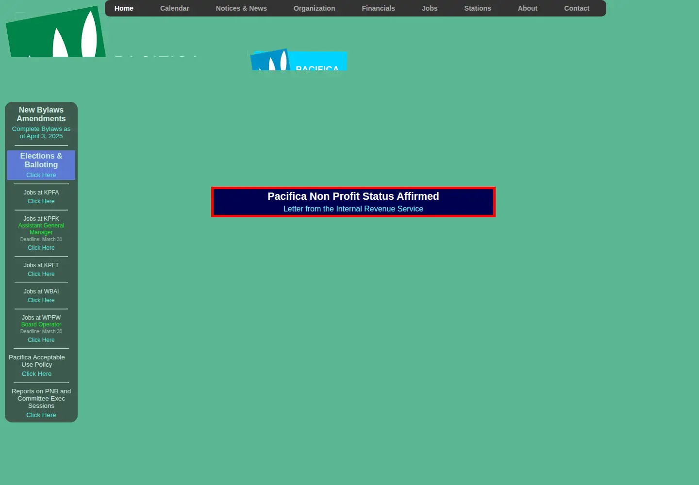Screenshot of pacifica.org