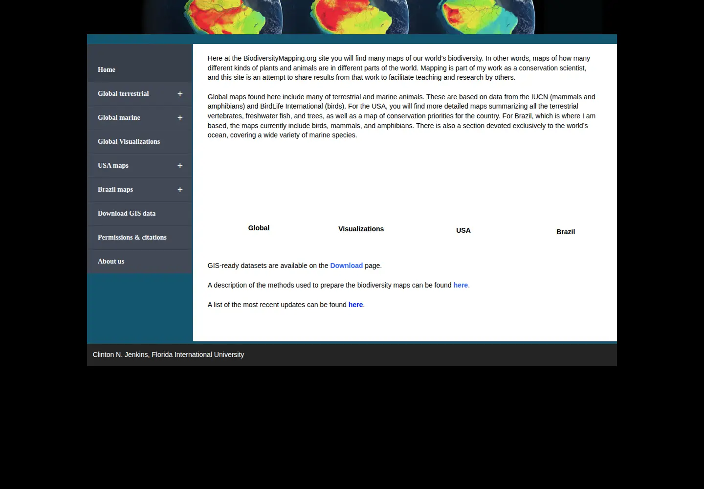 Screenshot of biodiversitymapping.org