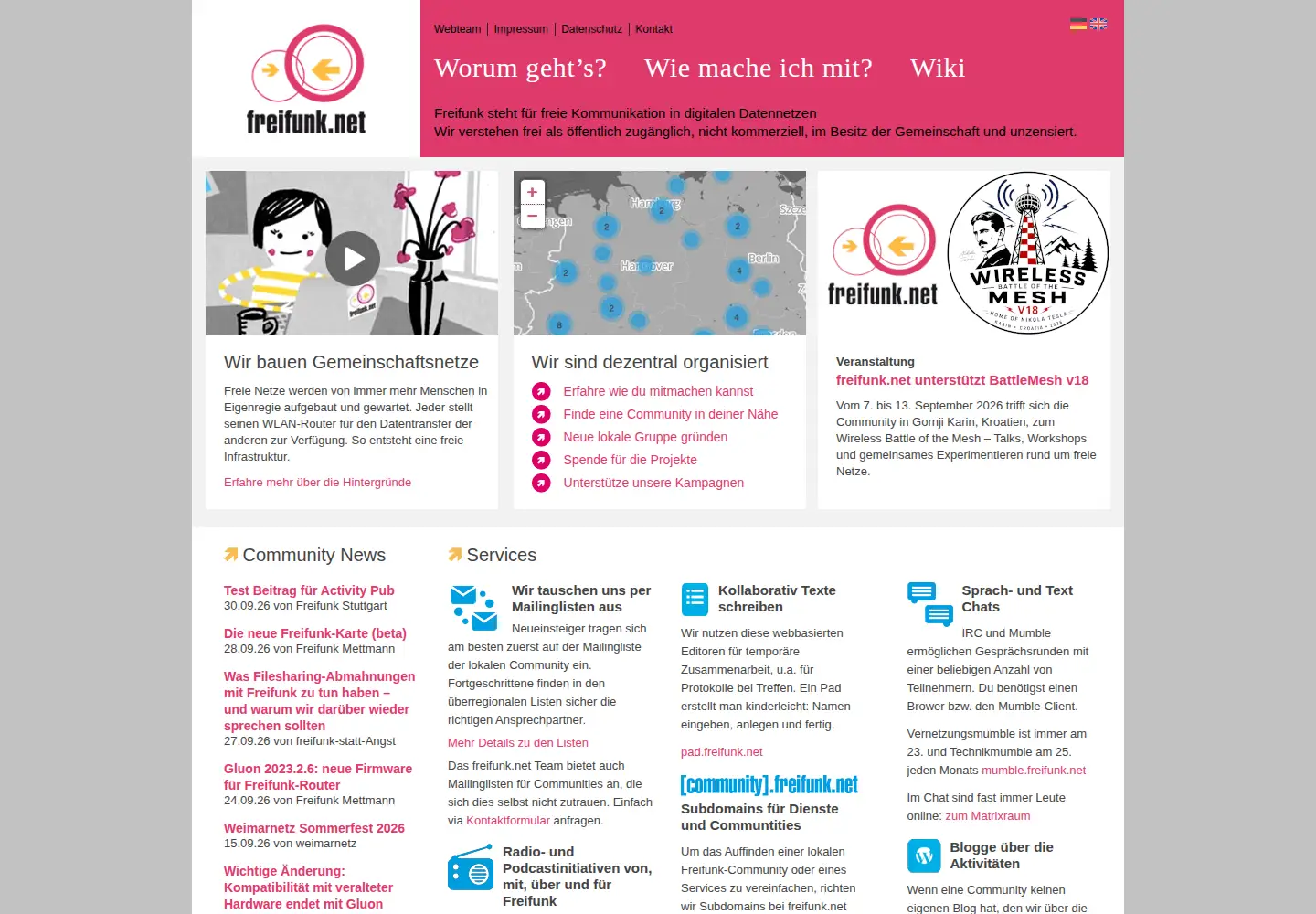 Screenshot of freifunk.net