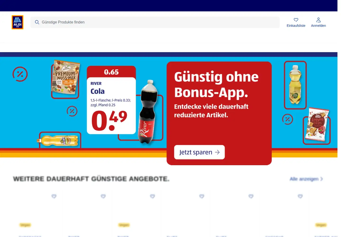 Screenshot of aldi-sued.de